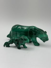 Malachite Bear and Cub Carvings