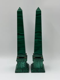 Pair of Malachite Obelisks
