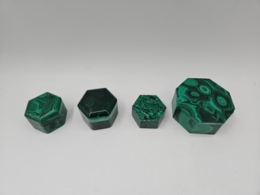 Set of Four Malachite Boxes
