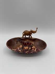 Carved Wood African Animal Dish
