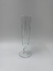 Clear Glass Trumpet Vase with Ribbed Design