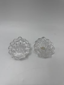 Pair of Clear Glass Seashell Dishes