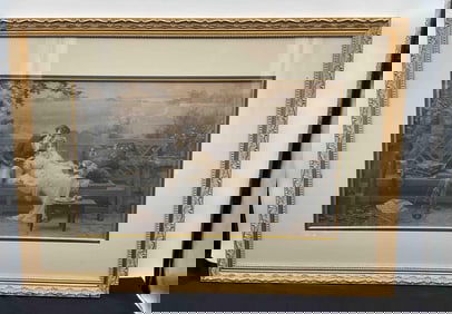 Framed Victorian Garden Romance Print After Marcus Stone