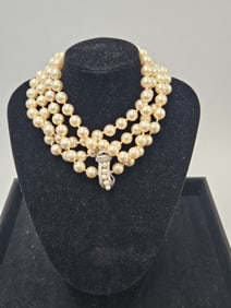 Majorica Cultured Pearl Necklace with Stone Clasp