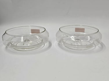Pair of Clear Glass Candle Holders