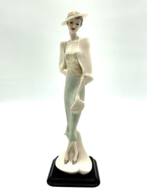 Art Deco Style Lady with Hat and Handbag Figurine