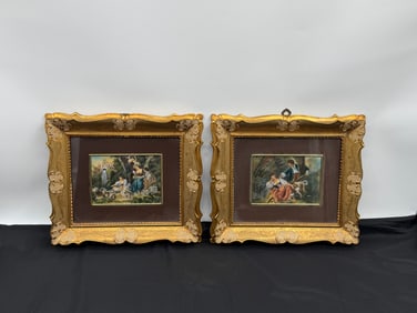 Pair of Framed Genre Paintings, Signed
