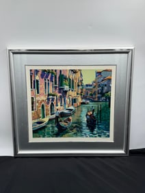Framed Print of Venice Canal Scene, Signed Howard Behrens, XC1/CXV w/ COA