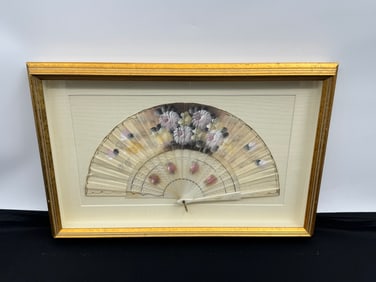 Framed Hand Painted Fan