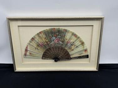 Framed Floral Hand Fan