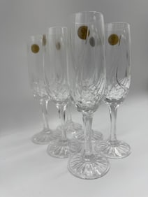 Set of Six Crystal Champagne Flutes
