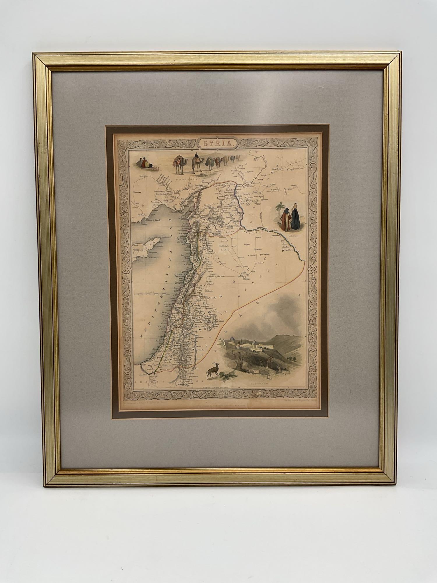 Antique Map of Syria by John Tallis (England, 1817-1876) (1 of 3)