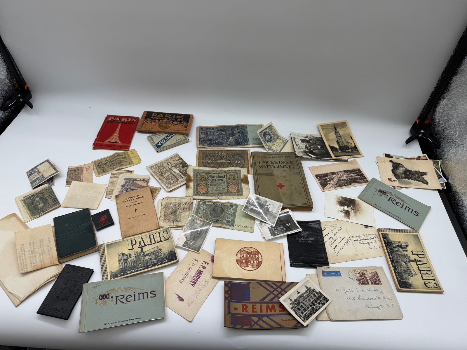 Ephemera Lot: Postcards, Currency, Booklets (1 of 3)