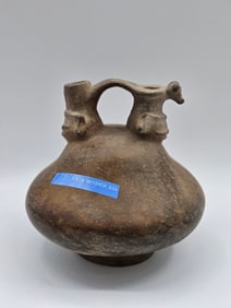 Pre-Columbian Pottery Vessel with Handle