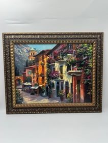 Beikens, Italian Village Scene, Oil on Canvas, Framed
