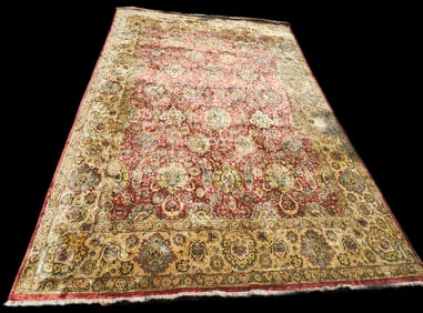 Hand-Knotted Hand-Spun Silk Persian-Style Rug