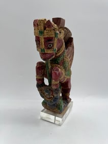 Antique Thai Carved Wood Figure on Lucite Base