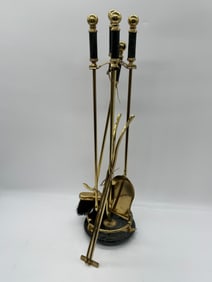 Brass Fireplace Tool Set with Stand