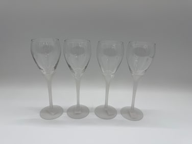Set of Four Clear Glass Wine Glasses