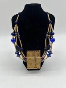 African Tribal-Inspired Necklace and Earring Set with Pendant