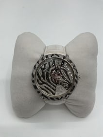 Levian limited edition women' diamond zebra watch numbered 33/500 LV 12195 34A genuine Leather band