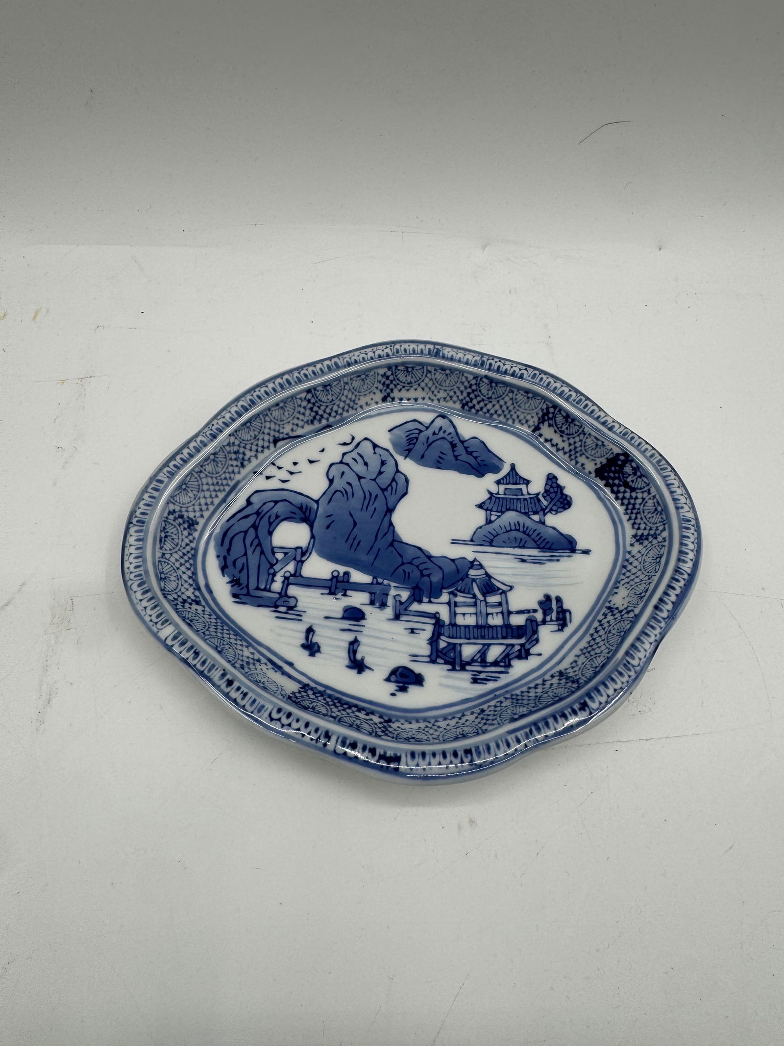 Blue and White Decorative Plate, Asian Landscape (1 of 3)