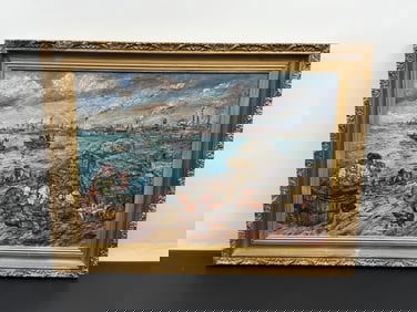 North Port Long Island by David Burliuk ( Ukraine, 1882-1967) Oil on Canvas