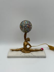 Vintage Art Deco Bronze Ballerina Figural Lamp on Marble Base