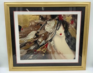 Suzanne Marie Serigraph With Gold Leaf with sales receipt