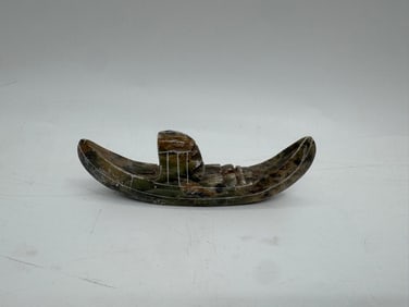 Carved Stone Boat Figurine