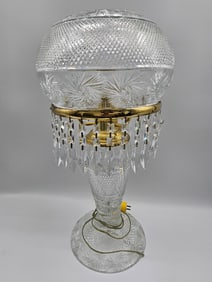 American Brilliant Crystal and Brass Table Lamp