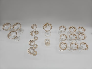 St. Louis France Gilt Crystal Stemware Set, 1890–1920