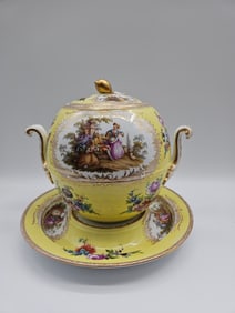 Meissen Porcelain Covered Pot with Stand