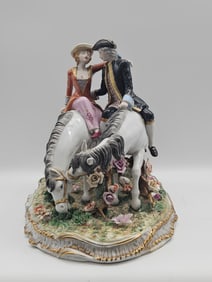 Sitzendorf Porcelain Figurine of Couple on Horses