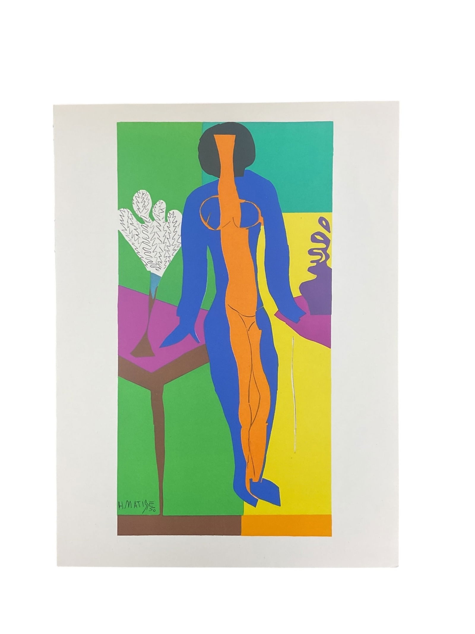 "Zulma" by Henri Matisse (France, 1869-1954) Lithograph: Title: Zulma Artist: Henri Matisse Year: 1950 Medium: Color lithograph on wove paper Signature: Signed and dated in pl