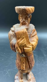 Hand-Carved Figure with Scroll