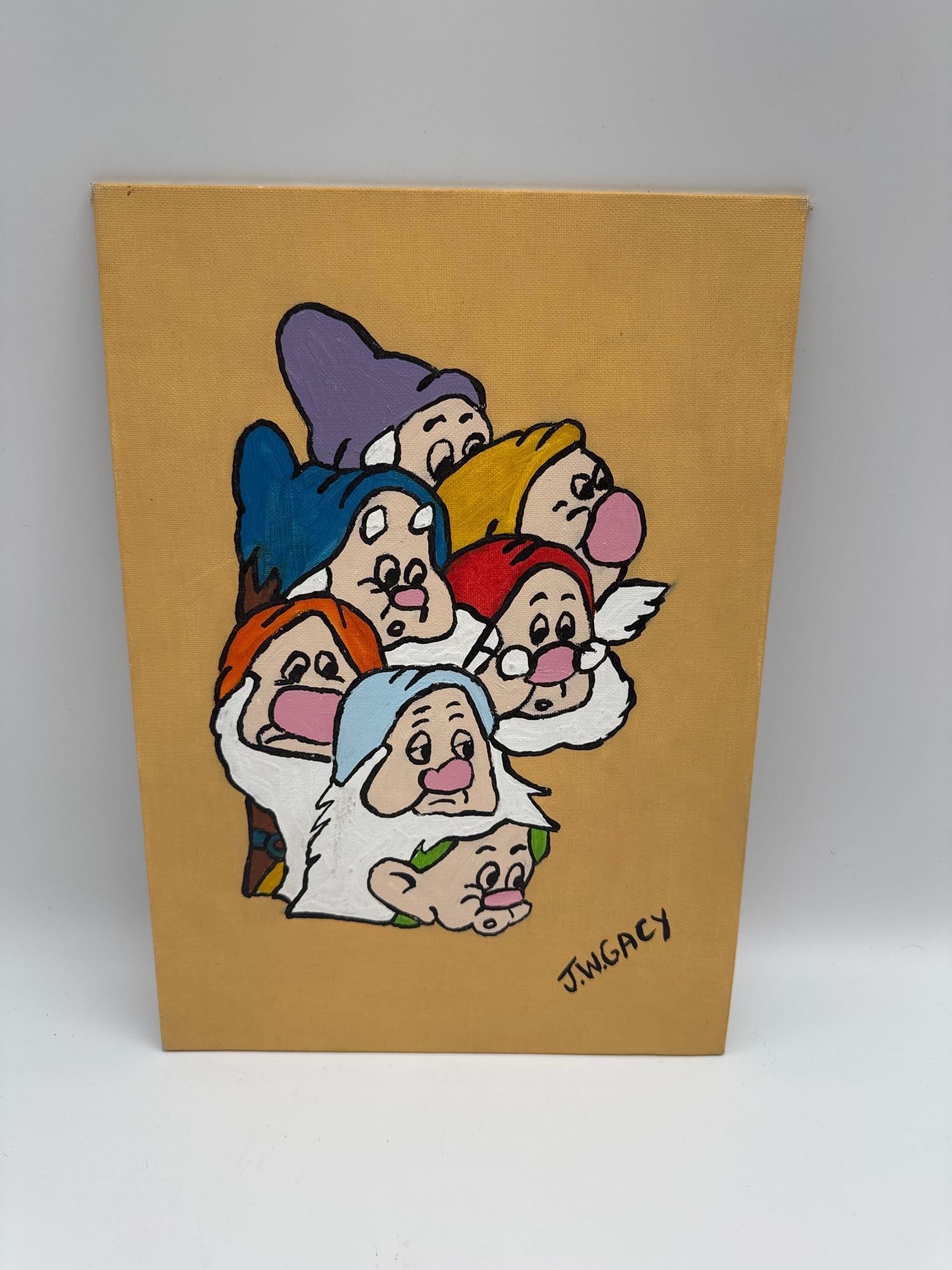 "7 Friends" by John Wayne Gacy (American, 1942-1994) Acrylic Painting (1 of 3)