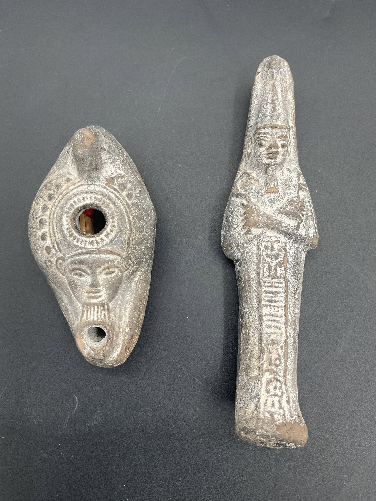 Egyptian Ushabti Figurine and Oil Lamp (1 of 4)