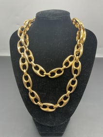 Gold Tone Anchor Link Necklace