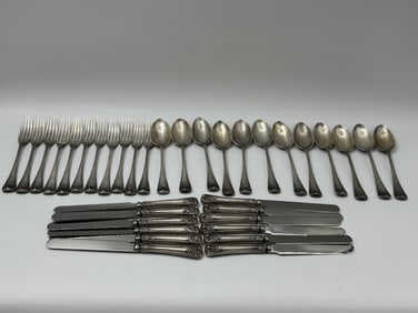 36-Piece Faberge Sterling Silver Silverware Set