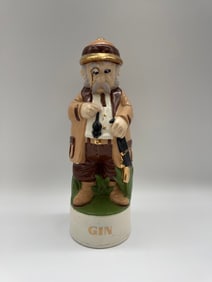Vintage “Gin Hunter?? Character Decanter, Hand-Painted Ceramic, c.1960s