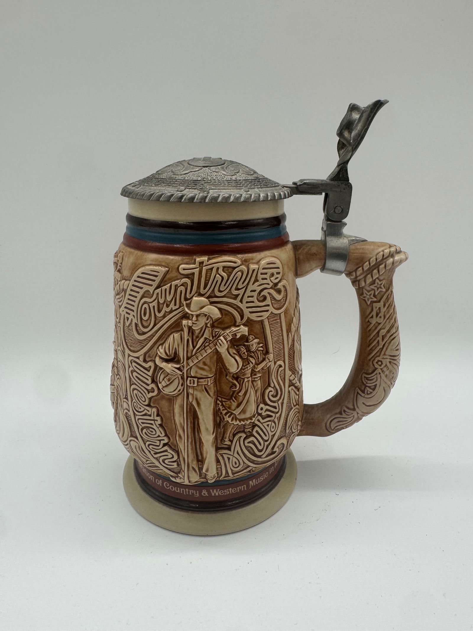 Avon “Country & Western Music?? Lidded Stein, Handcrafted in Brazil, Limited Edition (1 of 4)