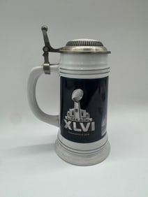 Super Bowl XLVI Commemorative Lidded Beer Stein, Indianapolis 2012