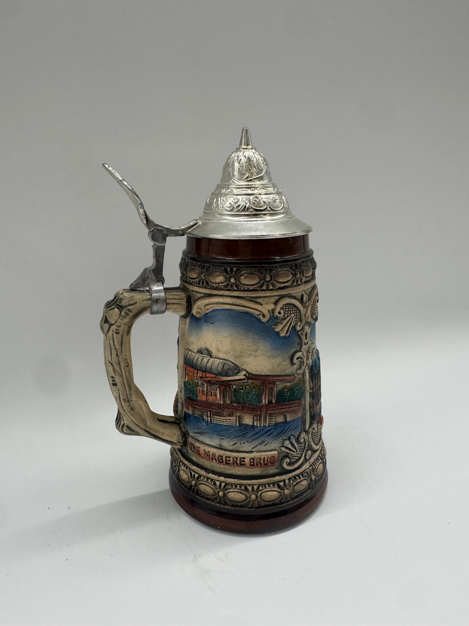 Lidded Souvenir Beer Stein with Scenic Building View, Relief Decor (1 of 5)