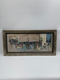 Framed Street Scene Painting