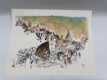 Nazareth , Jerusalem artwork signed Papas
