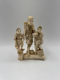 Japanese Okimono of Man and Children