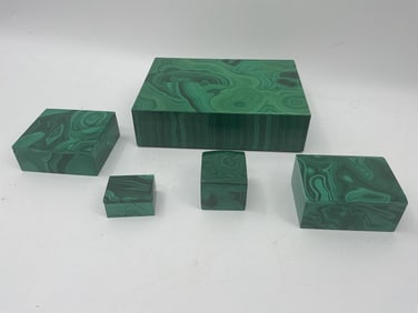 Set of 5 Malachite Boxes