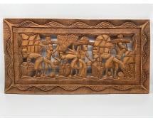 African Village Life Relief Carving Wall Art