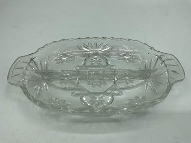 Pressed Glass Divided Relish Dish